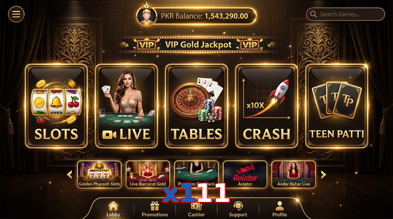 Main screen of X111 casino page for PK players